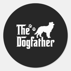 The Dogfather Tee Fathers Day Gift Dog Lover Borde Classic Round Sticker
