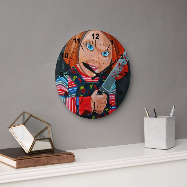 The Doll Painting by Alfred Fox Large Clock (Office)