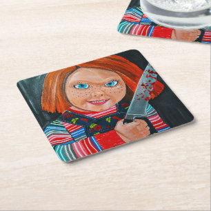 The Doll Painting by Alfred Fox Square Paper Coaster