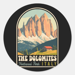 The Dolomites Italy Skiing Hiking Cycling Climbing Classic Round Sticker