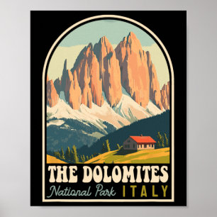 The Dolomites Italy Skiing Hiking Cycling Climbing Poster