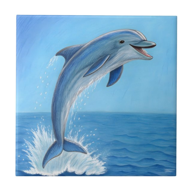 The Dolphin’s Silent Dance Ceramic Tile (Front)
