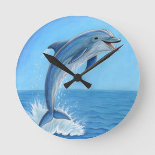 The Dolphin’s Silent Dance Round Clock