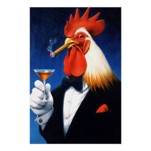 The Don of the Dawn Dapper Rooster Smoking Cigar Poster