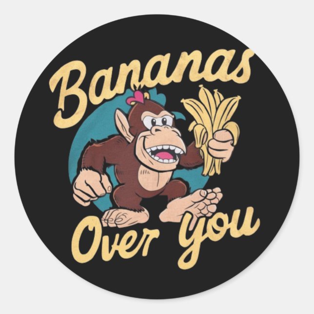 The Donkey Kong ,Bananas Over You Classic Round Sticker (Front)