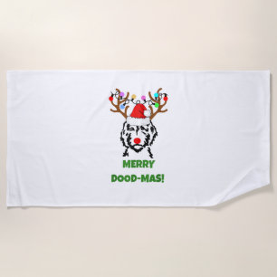 The Dood Doodle Dood-Mas Funny Dog Christmas  Beach Towel