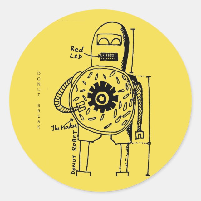 The Doughnut Robot Classic Round Sticker (Front)
