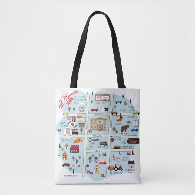 The Downtown McKinney Texas (+ Texas Heart)  Tote! Tote Bag (Front)