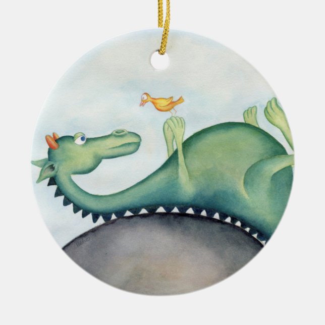 The dragon and the bird ceramic ornament (Front)