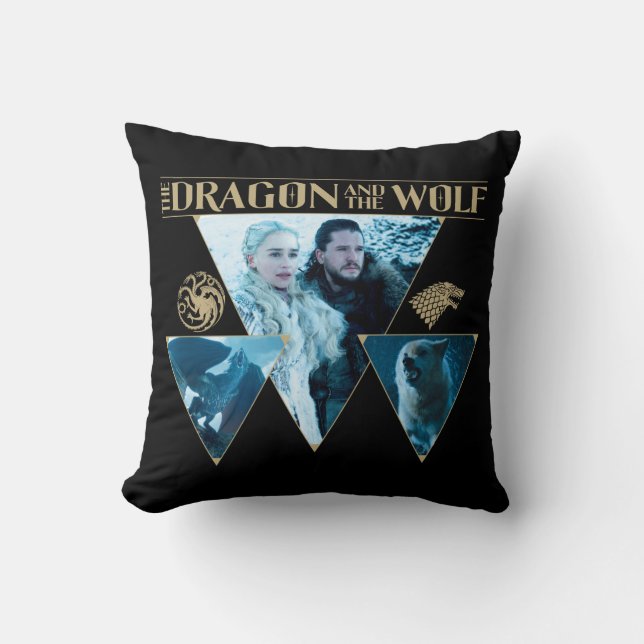 The Dragon and The Wolf Daenerys & Jon Graphic Cushion (Front)