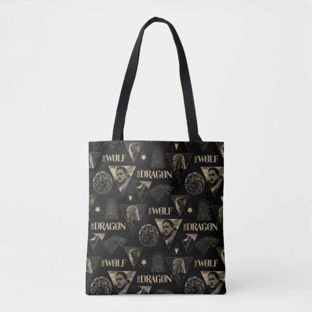The Dragon and The Wolf Daenerys & Jon Pattern Tote Bag (Front)