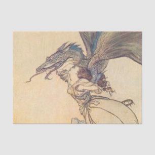 “The Dragon Caught the Queen” by Arthur Rackham Tissue Paper