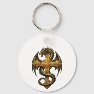 The Dragon Entwined Around the Cross-Your Guardian Key Ring