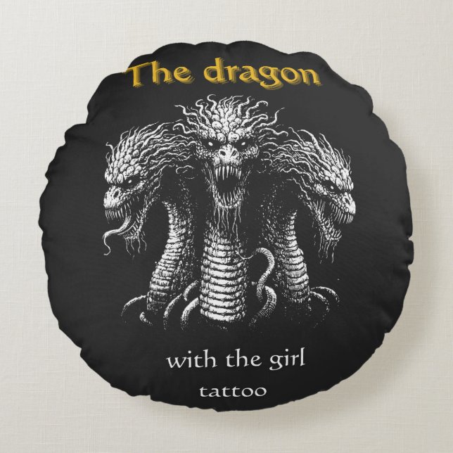 The Dragon with the Girl Tattoo – Funny Dark  Round Cushion (Front)