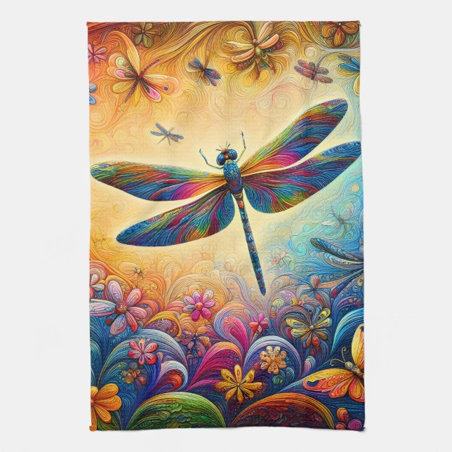 The Dragonfly's Journey  Tea Towel (Vertical)