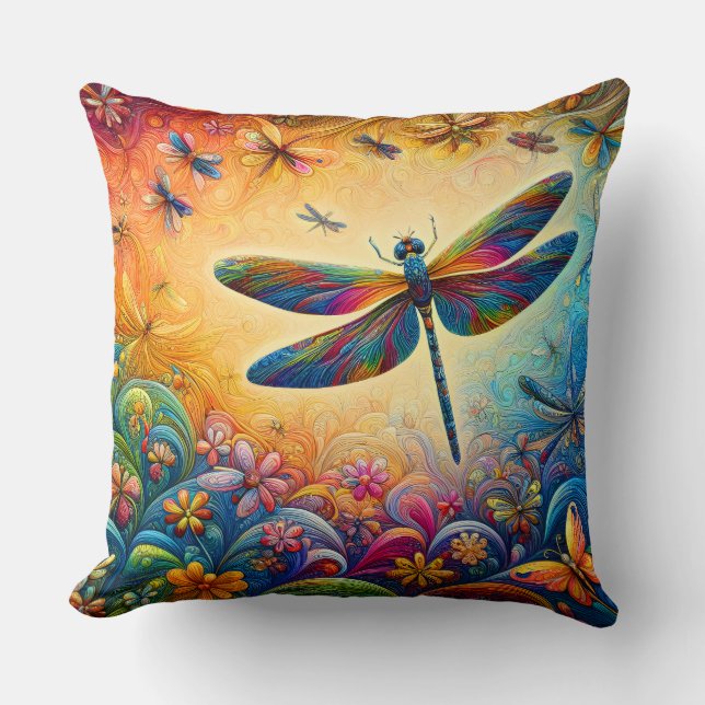 The Dragonfly's Journey Throw Pillow (Front)