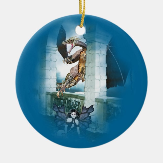 The Dragon's Lair Vignette Ceramic Ornament (Front)