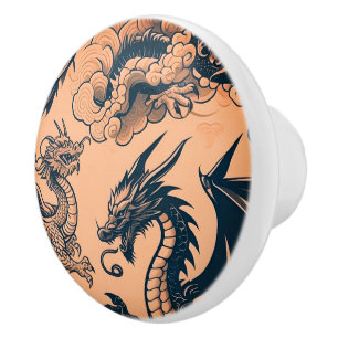 The Dragons War Orange Skies Ceramic Knob