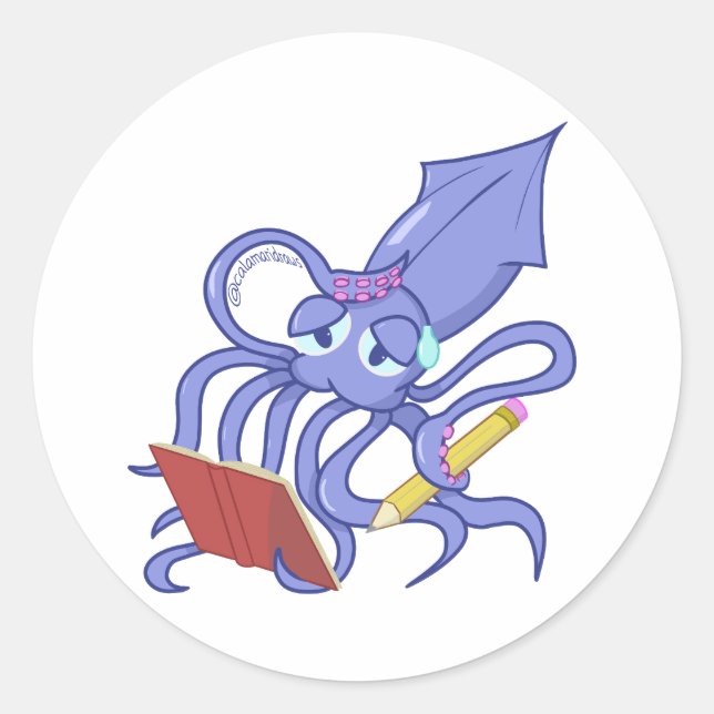 The drawing calamari classic round sticker (Front)