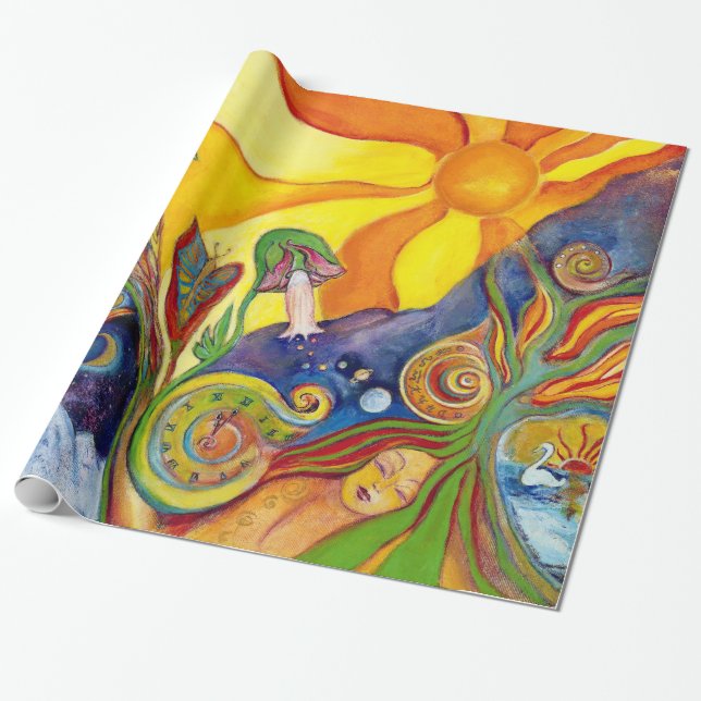 The Dream Fantasy Psychedelic Art Alice Wonderland Wrapping Paper (Unrolled)