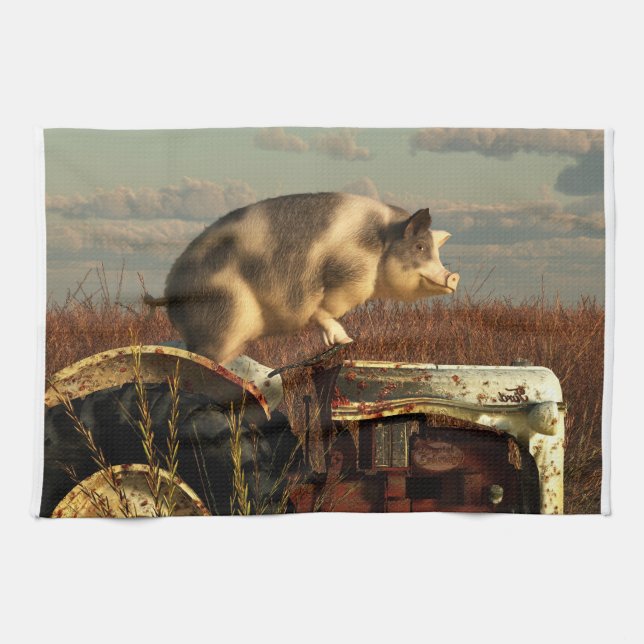 The Dream of a Pig Tea Towel (Horizontal)