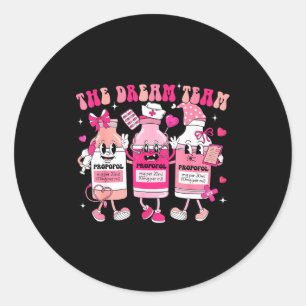 The Dream Team Retro Groovy Nurse Medical Nursing Classic Round Sticker