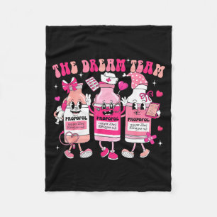 The Dream Team Retro Groovy Nurse Medical Nursing Fleece Blanket