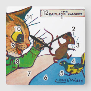 The Dreamland Mascot, Louis Wain Square Wall Clock