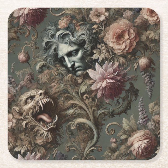 The Driftkeeper’s Paradox – Gothic Mythic Square Paper Coaster (Front)