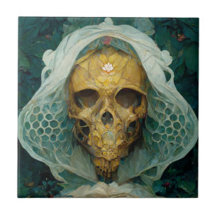 The Drone Bee Skull Fantasy Sci-Fi Ceramic Tile