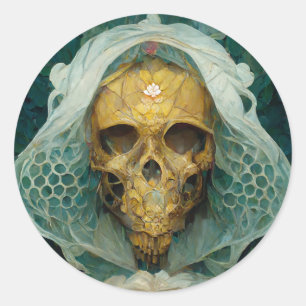 The Drone Bee Skull Fantasy Sci-Fi Classic Round Sticker