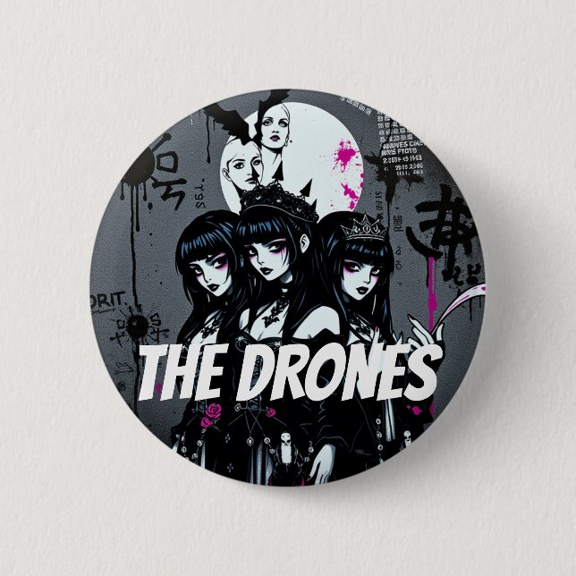 THE DRONES Dark 6 Cm Round Badge (Front)
