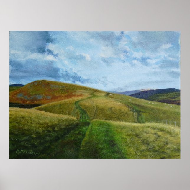 "The Drovers Road" (oil) Northumberland Print (Front)