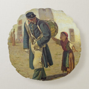 The Drum Beater, 1867 Round Cushion