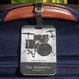 the Drummer of the rock band, black Luggage Tag