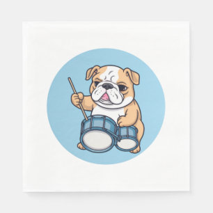 The Drumming Bulldog Beats and Bulldog Grooves Napkin