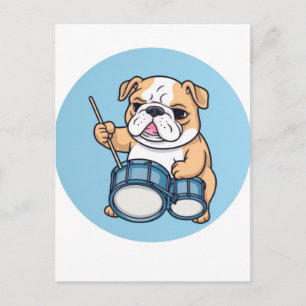 The Drumming Bulldog Beats and Bulldog Grooves Postcard