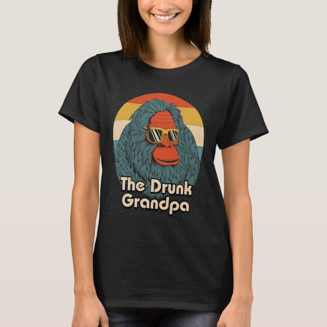 The Drunk Grandpa Beer  Drinking Drinker Alcoholic T-Shirt (Front)