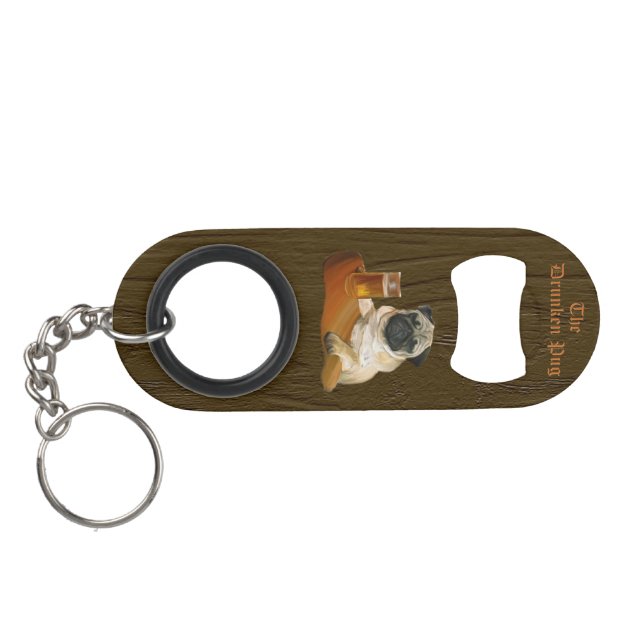 The Drunken Pug logo key chain & bottle opener (Back Horizontal)