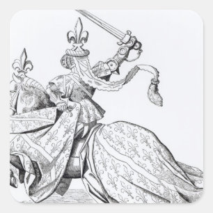 The Duc de Bourbon armed for the Tournament Square Sticker