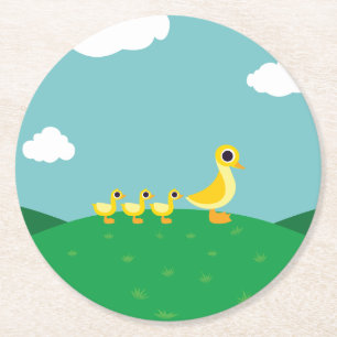The Duck Family Round Paper Coaster
