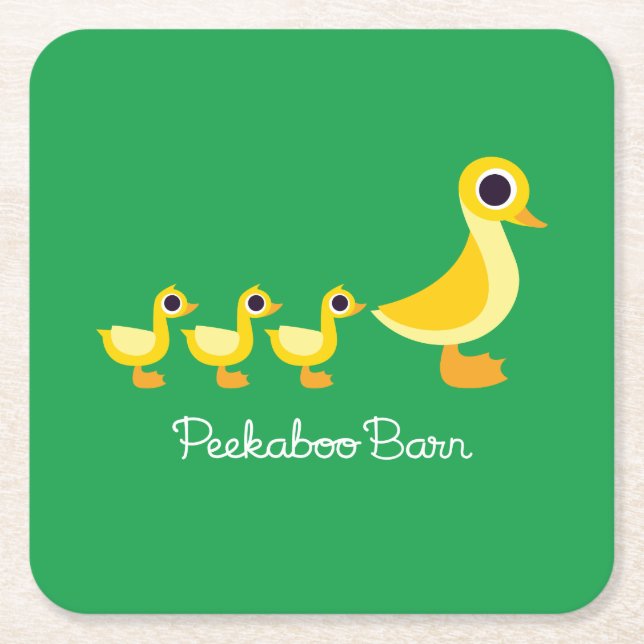The Duck Family Square Paper Coaster (Front)