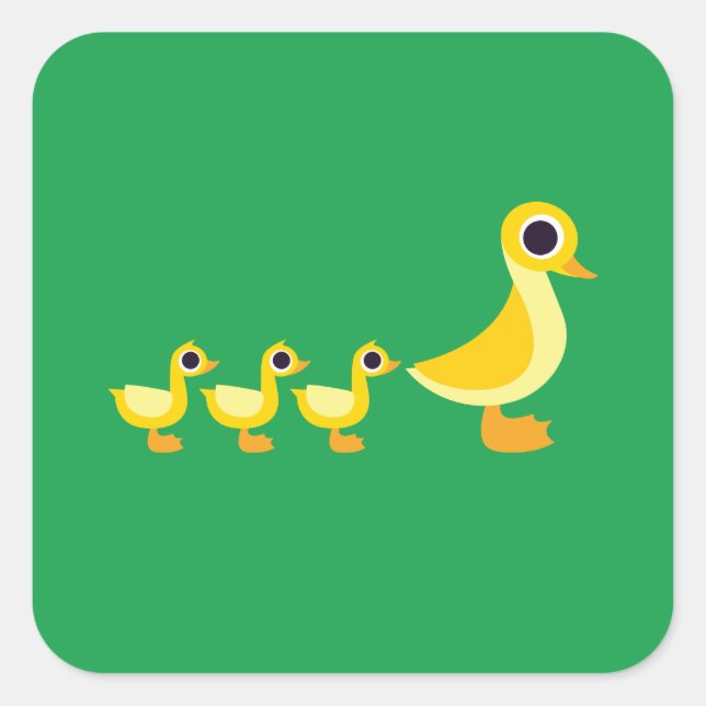 The Duck Family Square Sticker (Front)