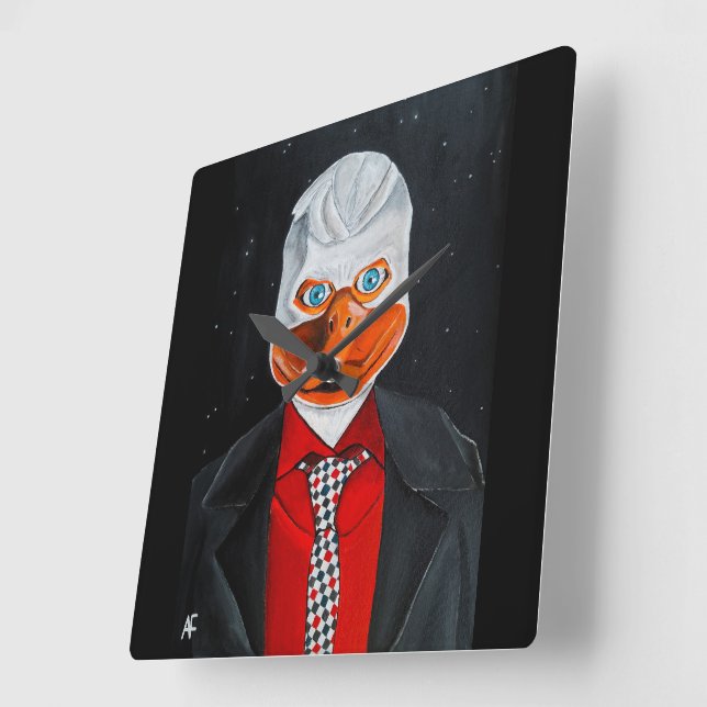 The Duck Painting by Alfred Fox Square Wall Clock (Angle)
