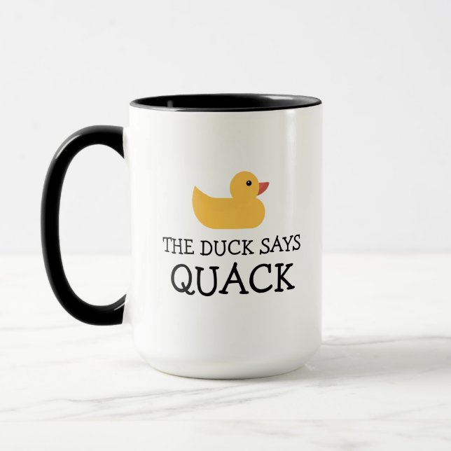 The Duck Says Quack Yellow Bath Duck Coffee Mug (Left)