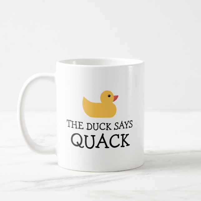 The Duck Says Quack Yellow Bath Duck Coffee Mug (Left)
