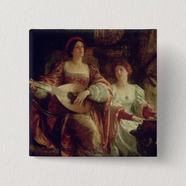 The Duet (oil on canvas) 15 Cm Square Badge (Front)