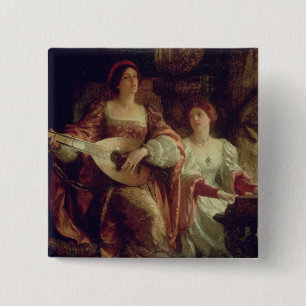 The Duet (oil on canvas) 15 Cm Square Badge