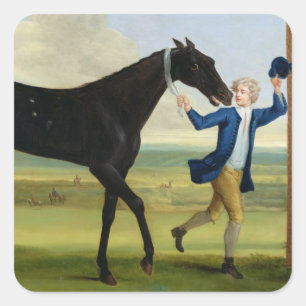 The Duke of Rutland's 'Bonny Black', c.1720 (oil o Square Sticker