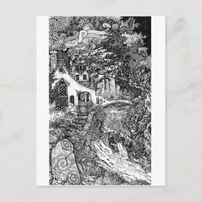 The Dwelling; pen and ink illustration Postcard (Front)